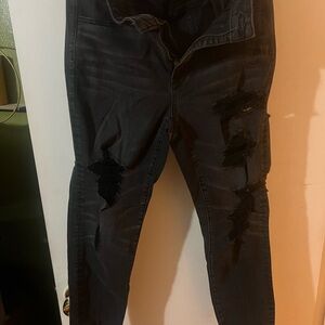 Distressed Black Denim Jeans
